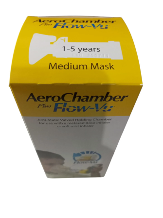 AeroChamber Plus Flow-Vu Medium Mask Sarı Maskeli (1-5 Yaş)