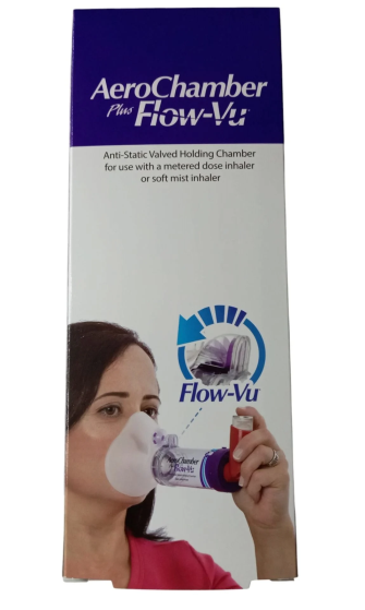 AeroChamber Plus Flow-Vu Adult Small Mask Mor Maskeli (5-15 Yaş)