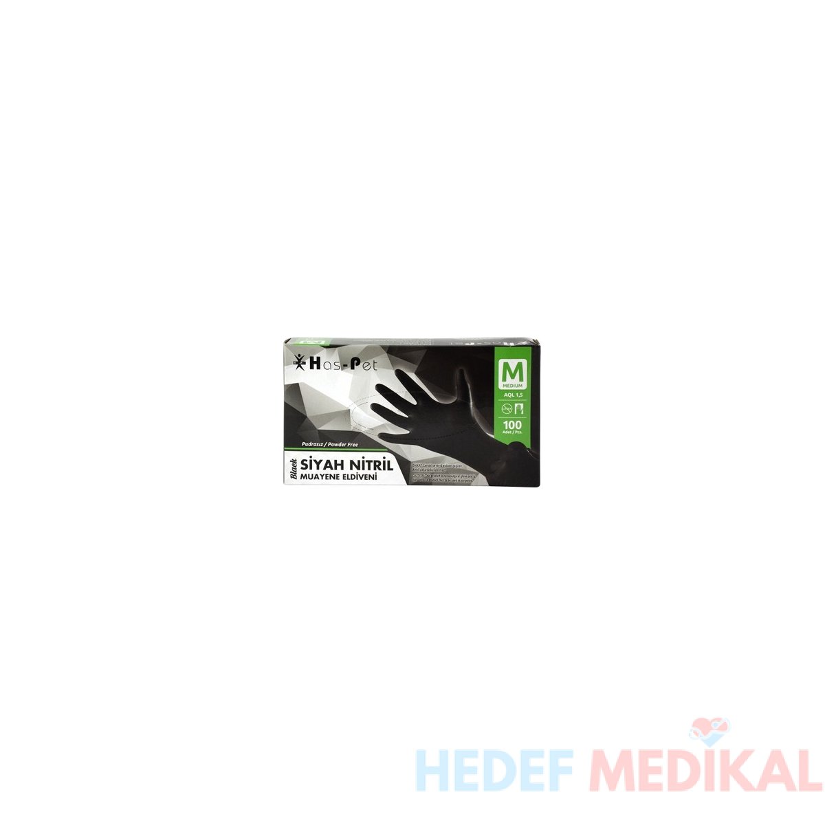 Haspet Siyah Nitril Muayene Eldiveni M Pudrasız - Görsel 2