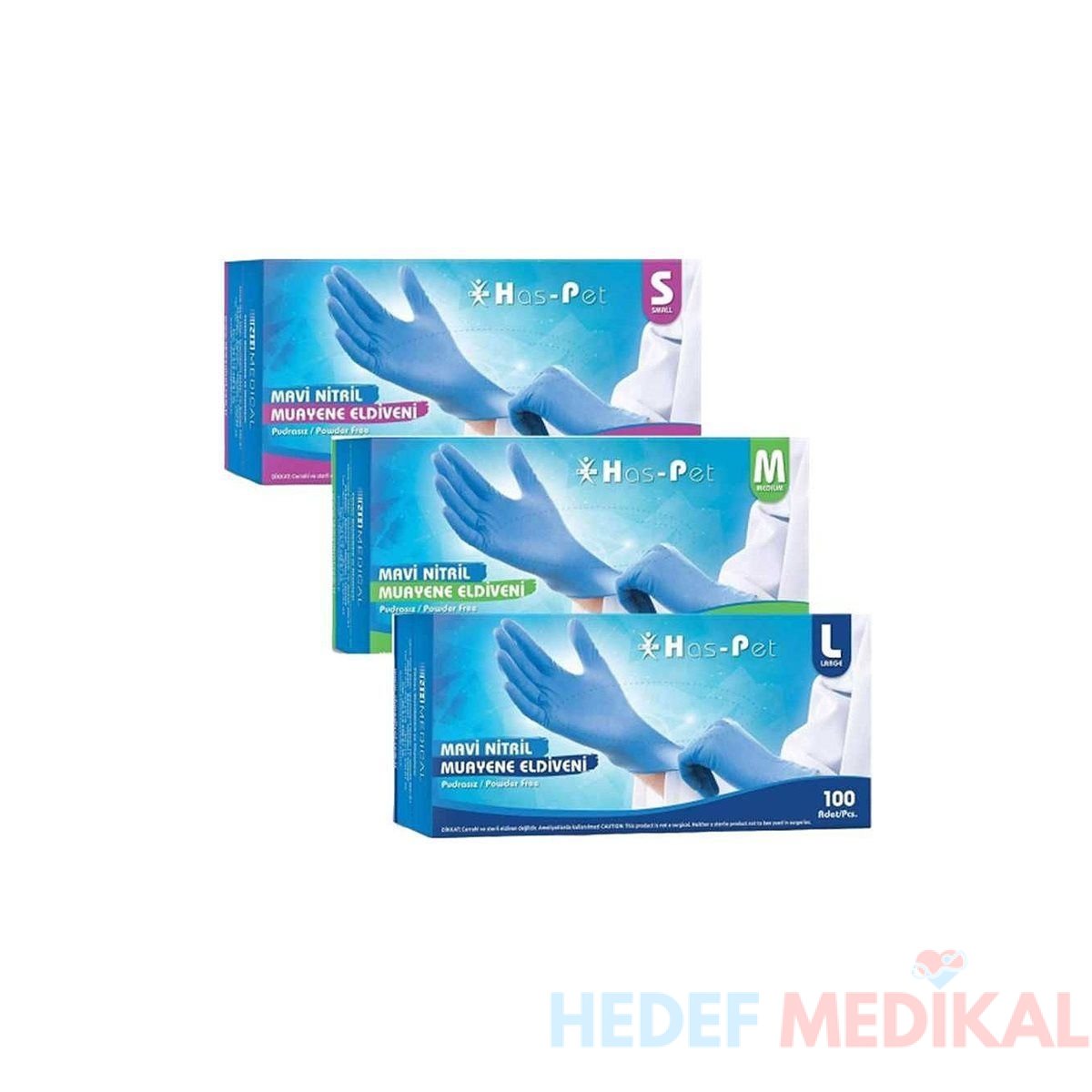 Haspet Mavi Nitril Pudrasiz M 100 Adet Eldiven - Görsel 1