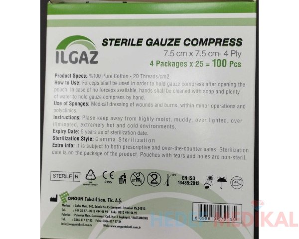 Ilgaz Steril Gaz Kompres 7,5*7,5 Cm