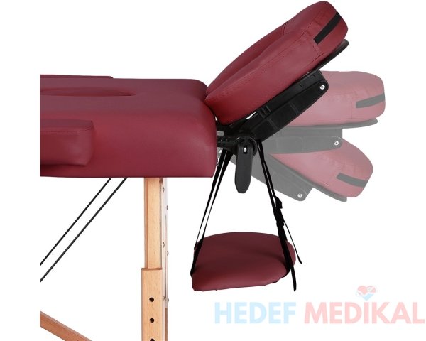 İthal Lüx Ahşap Katlanabilir 3 Parça Çanta Tipi Masaj Masası Bordo