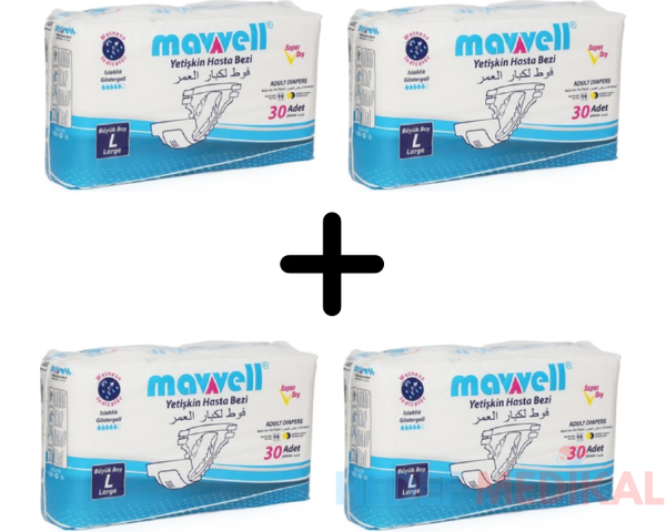 Mavvell Yetişkin Hasta Bezi Large Dörtlü