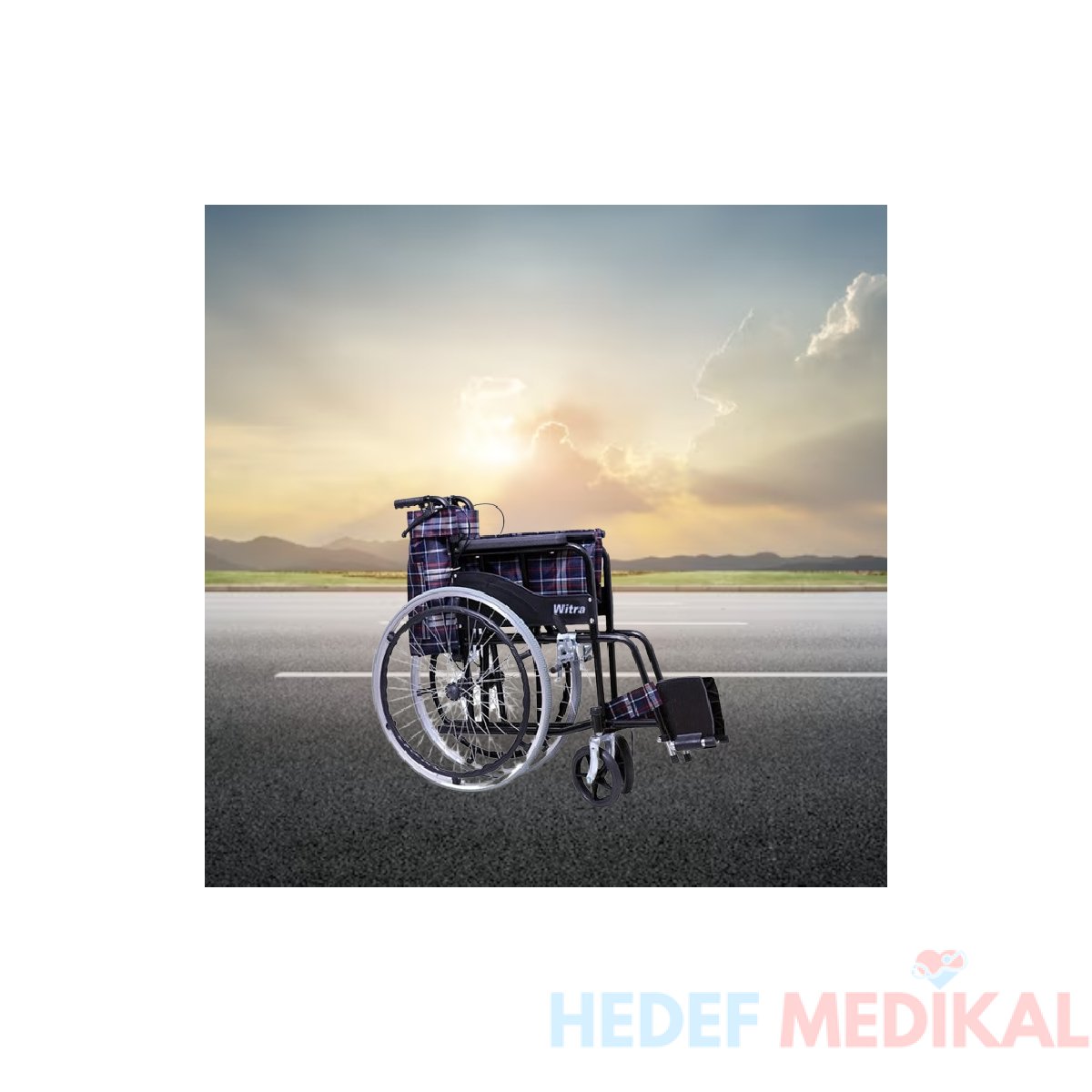 Witra İthal Ekose Kumaş Manuel Tekerlekli Sandalye - Görsel 4