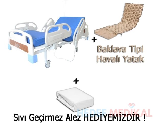 2 Motorlu Full Abs Hasta Yatağı + Baklava Tipi Havalı Yatak + Alez