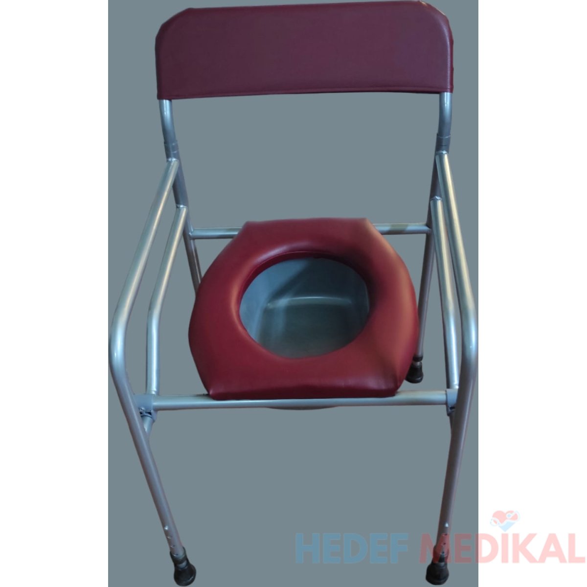 Yerli Tuvalet ve Banyo Sandalyesi Bordo - Görsel 2