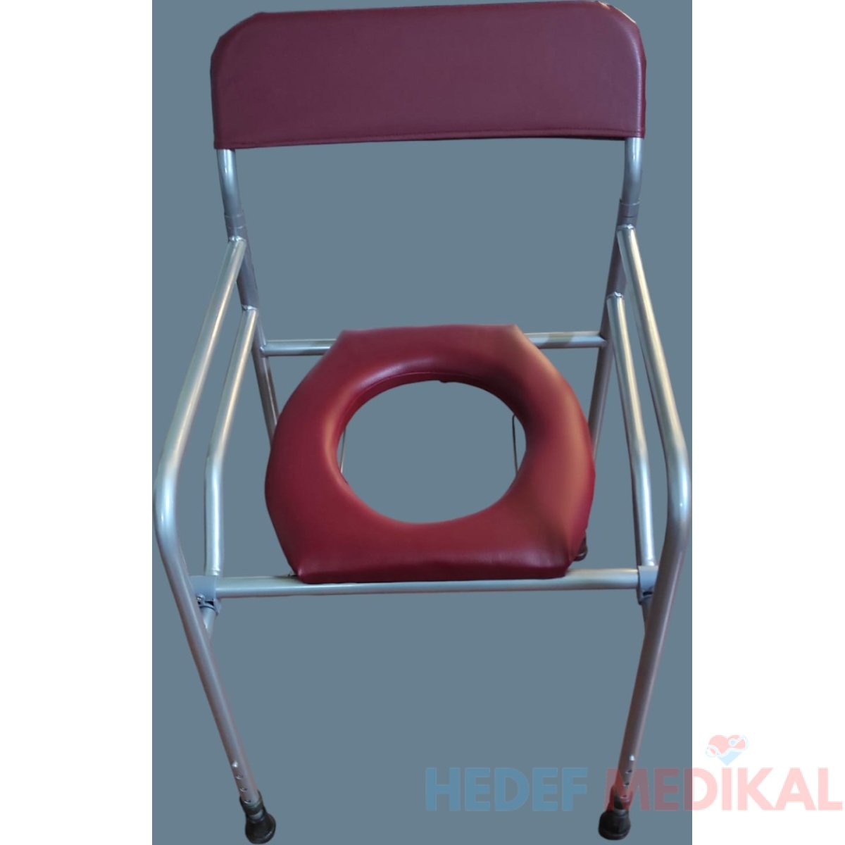 Yerli Tuvalet ve Banyo Sandalyesi Bordo - Görsel 1