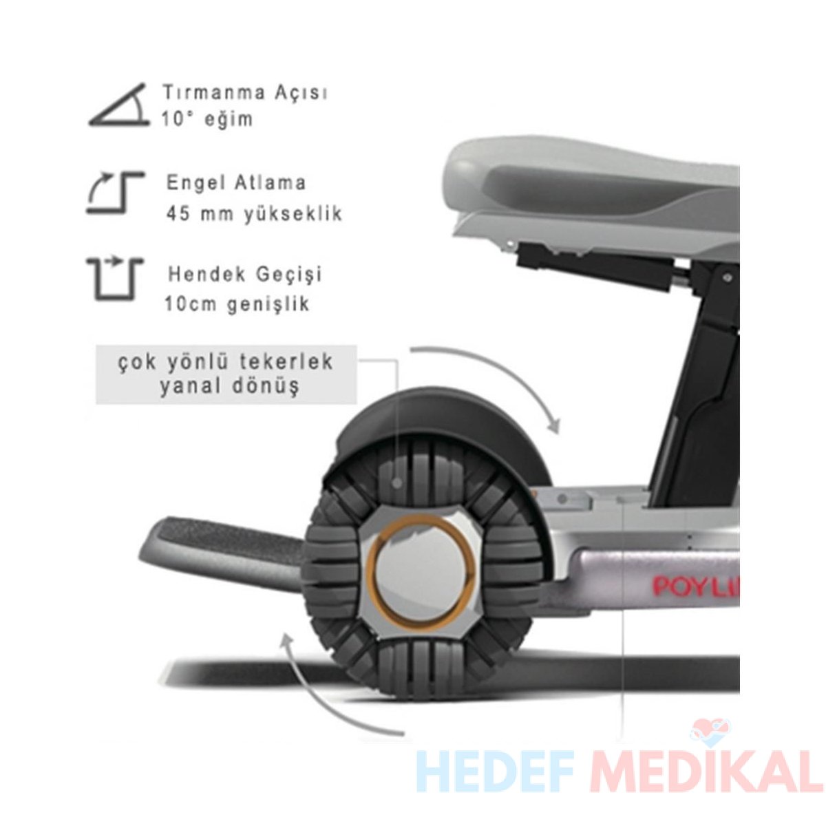 Poylin P210 Robotics Ultra Hafif Katlanabilir Akülü Tekerlekli Sandalye - Görsel 2