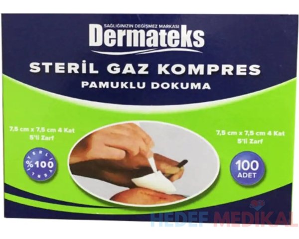Dermateks Steril Gaz Kompres 7,5x7,5 5li 100lü
