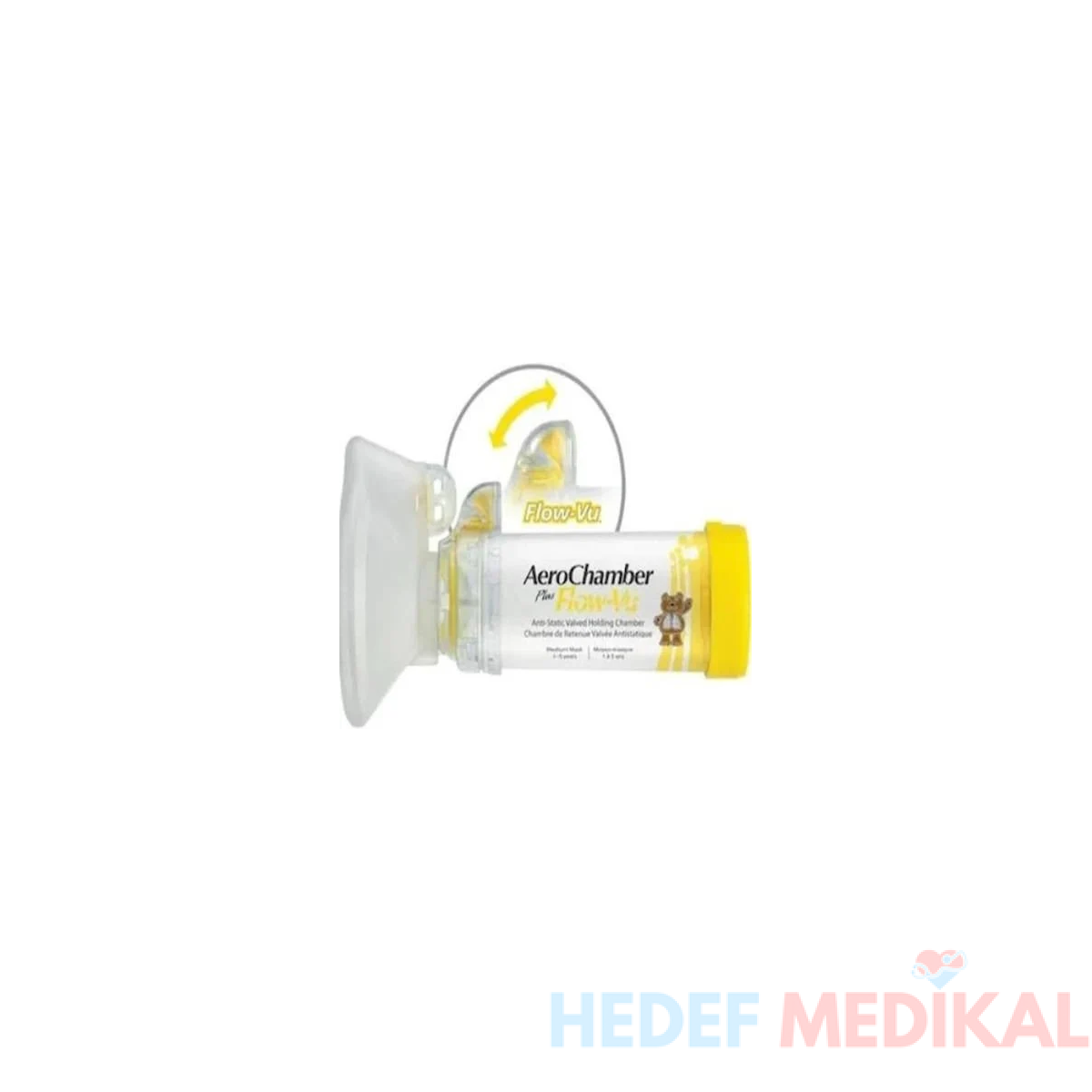 AeroChamber Plus Flow-Vu Medium Mask Sarı Maskeli (1-5 Yaş) - Görsel 5