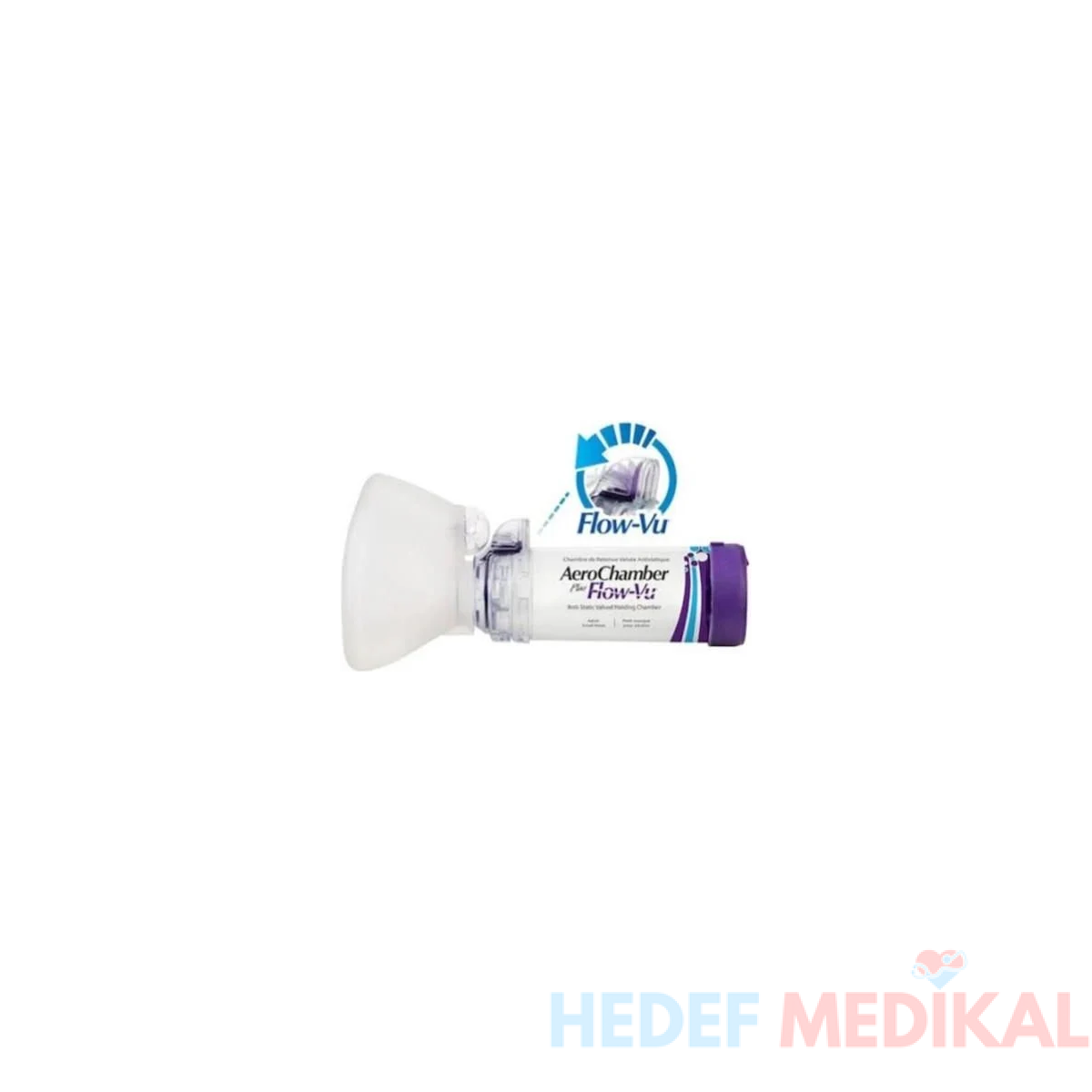 AeroChamber Plus Flow-Vu Adult Small Mask Mor Maskeli (5-15 Yaş) - Görsel 1