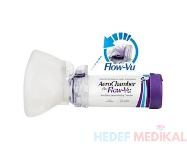 AeroChamber Plus Flow-Vu Adult Small Mask Mor Maskeli (5-15 Yaş)